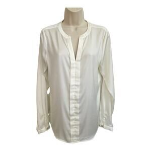 The Limited Beige Minimalist Blouse Tunic Size M Silky Peasant Top Flowy Chic